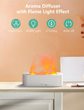 Flame Air Diffuser, Humidifier, Essential Oil Diffuser - 7 Colors, 180Ml Capacity (8 Hours), Noiseless Operation, Auto-Off Protection - Perfect