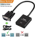 ONTEN VGA to HDMI, 1080P VGA to HDMI Adapter (Male to Female) for Computer, Desktop, Laptop, PC, Monitor, Projector, HDTV with Audio Cable and USB