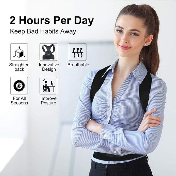 Thoracic Back Brace Posture Corrector - Magnetic Support for Neck Shoulder Upper and Lower Back Pain Relief - Perfect Posture Brace for Cervical