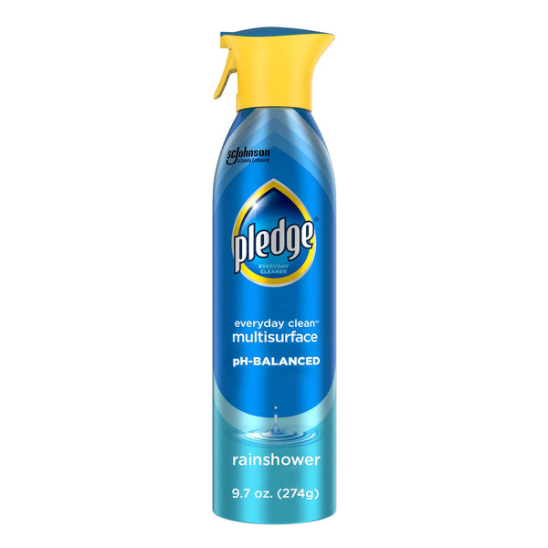 Pledge pH-Balanced Multisurface Spray, Gently Clean 101 Surfaces, Remove Dust and Messes, No Residue - Rainshower Scent, 9.7oz 9.7 Ounce (Pack of 1)