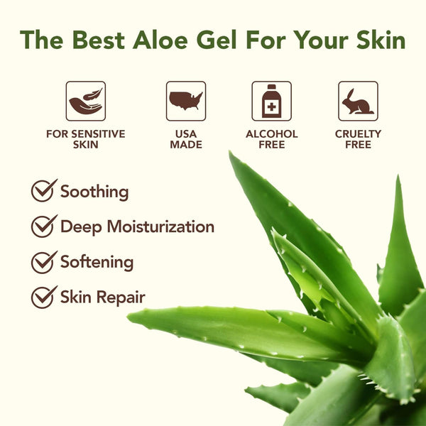 Amazing Aloe Vera Gel - Freshly Cut, 100% Pure Aloe, Premium Quality, Vegan, Unscented - Natural Sunburn Relief, after Shave, Skin, Face & Hair