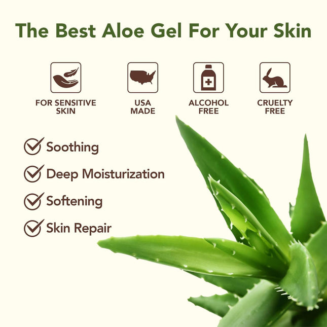 Amazing Aloe Vera Gel - Freshly Cut, 100% Pure Aloe, Premium Quality, Vegan, Unscented - Natural Sunburn Relief, after S