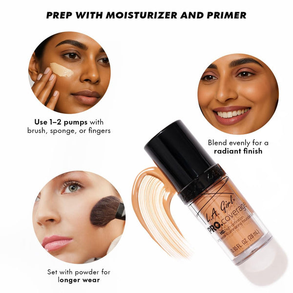 L.A. Girl Pro Coverage Liquid Foundation, White, 0.95 Fl Oz White (Foundation Lightener) 0.95 Fl Oz (Pack of 1)