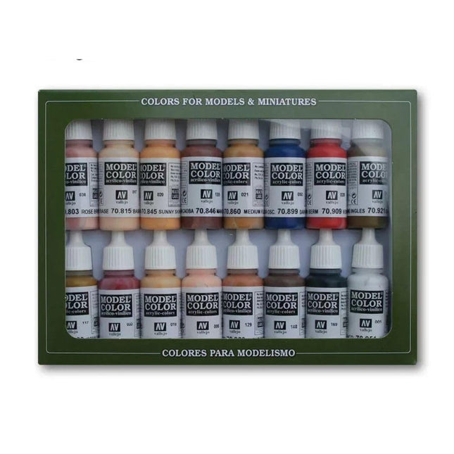 Vallejo - Model Color Face & Skin Tones Set | 16 Bottles X 17 Ml (0.57 Fl.Oz.)