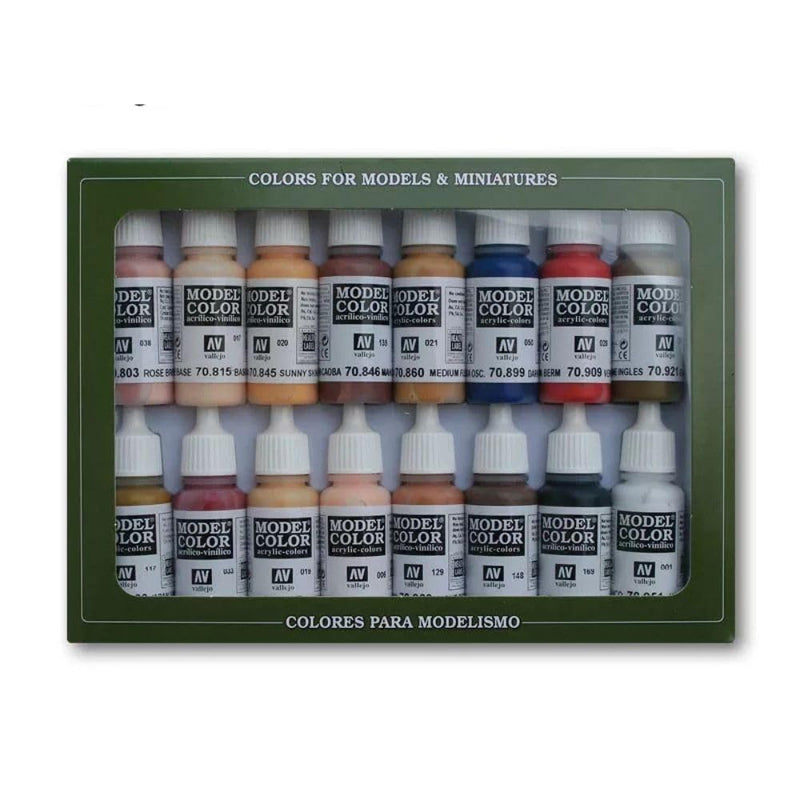 Vallejo - Model Color Face & Skin Tones Set | 16 Bottles X 17 Ml (0.57 Fl.Oz.)