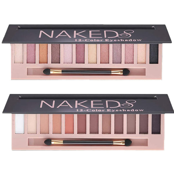 2 Pcs 12 Colors Eye Shadow Palette,Nude Matte Smokey Shimmer Glitter Eyeshadow Palette,Blendable Rich Colors,Waterproof Beauty Makeup Palette Kit