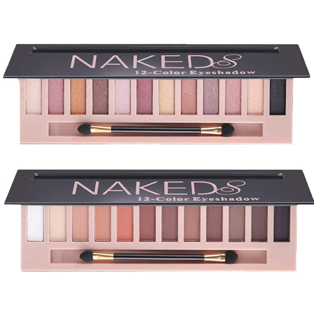 2 Pcs 12 Colors Eye Shadow Palette,Nude Matte Smokey Shimmer Glitter Eyeshadow Palette,Blendable Rich Colors,Waterproof 