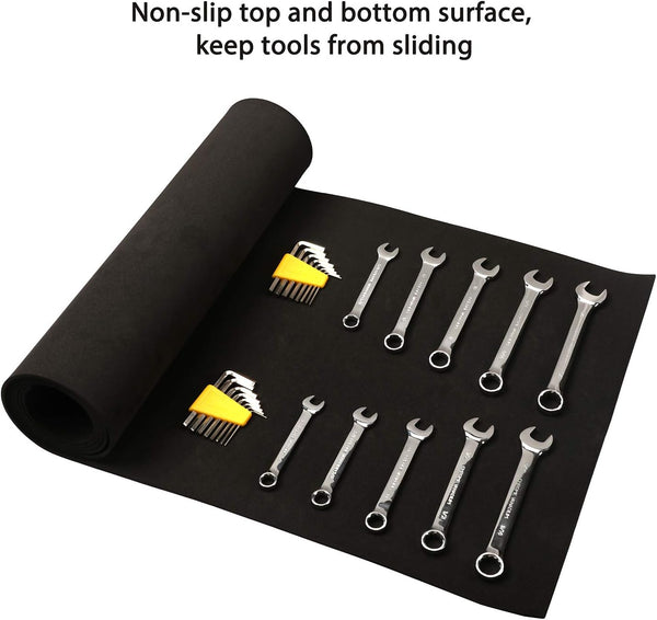 CASOMAN Professional Tool Box Liner and Drawer Liner - 16 Inch (Wide) X 6 Feet (Long), Non-Slip,Black