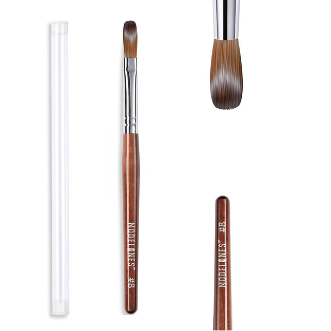 MODELONES Acrylic Nail Brush 100% Pure Kolinsky Hair Bristles Oval Crimped Shaped Sturdy Wooden Handle Acrylic Powder Na