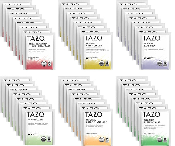TAZO Tea Bags Sampler, 48 Count Variety Gift Box, 6 Different Flavors, 8 of Each
