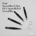 TWEEZIA Stainless Steel Tweezer Set - 4 Precision Tweezers with Mirror & Leather Case - Ideal Eyebrow Kit, Ingrown Hair Tweezers, Splinter Removal