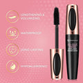4D Silk Fiber Lash Mascara, Lengthening and Thick, Long Lasting, Waterproof & Smudge-Proof, Hypoallergenic Formula 2 Pack Black