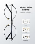 Cyxus round Blue Light Glasses for Men Women Wire Frame UV Blocking Computer Glasses Clear Lens Metal Ultralight Eyewear