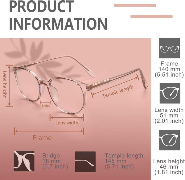 FONHCOO Blue Light Blocking Glasses Women Men Computer Eyeglasses,TR90 Fashion Round Transparent Anti Blue Light Glasses with Anti Eyestrain & UV