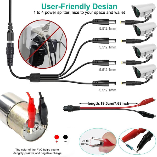 Universal Power Supply 3V~24V 3A 72W Adjustable Variable 3V 5V 9V 12V 18V 20V 24V AC/DC Adapter Charger, 100V-240V AC to DC Converter with 14