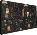 Vintage Aesthetic XL Extended Large Gaming Mouse Pad - Black Academia Mystical Green Plant Design - Computer Laptop Keyboard and Mouse Mat Desktop
