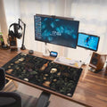 Vintage Aesthetic XL Extended Large Gaming Mouse Pad - Black Academia Mystical Green Plant Design - Computer Laptop Keyboard and Mouse Mat Desktop