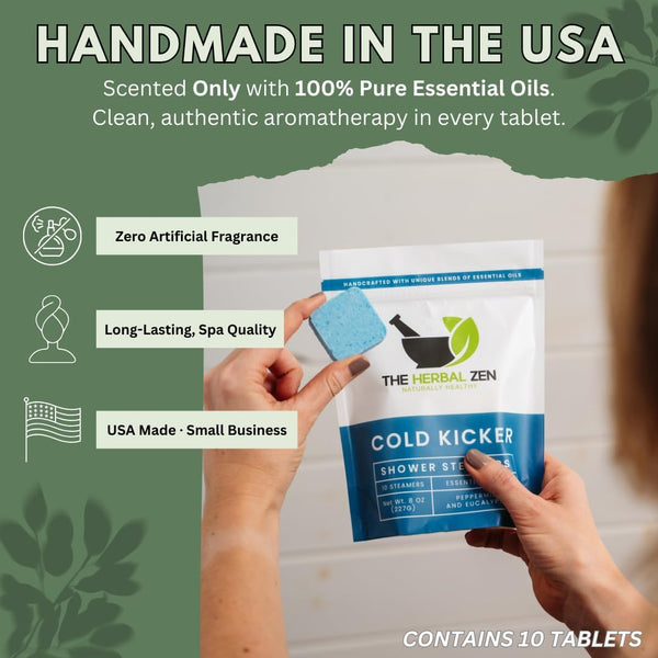 Cold Kicker Shower Steamers Aromatherapy, Eucalyptus Shower Steamer, Shower Bombs Made in the USA, Menthol Shower Steamer, Self Care Gifts,