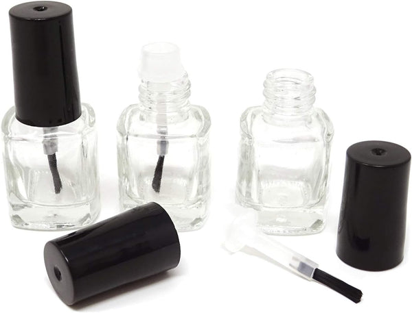 Honbay 6PCS 5Ml Empty Nail Polish Glass Bottles with Brush Cap