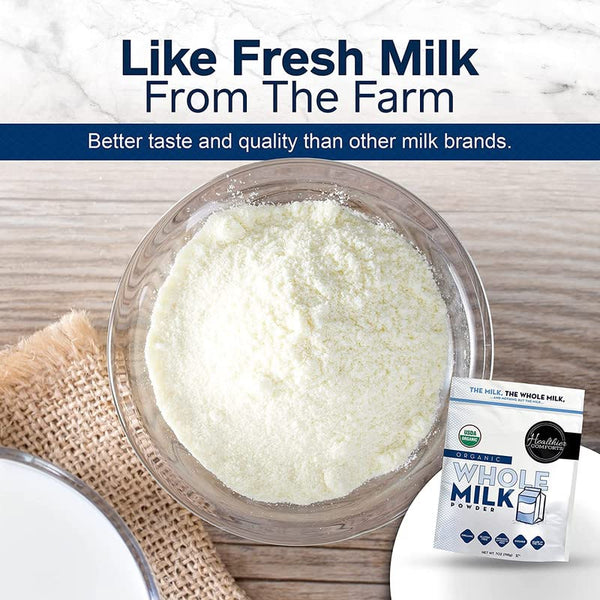 Healthier Comforts Organic Whole Milk Powder | Certified USDA Organic Powdered Milk | Kosher, Gluten Free, Non-Gmo Dry Milk Powder Whole Milk |
