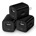 Wall Charger Cube,1A/5V Single Port USB Plug 3 Pack Travel Black Charging Block Box Adapter Compatible Phone,Samsung Galaxy S24 S23 A21 A51 A71
