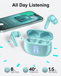 Wireless Earbuds, Bluetooth 5.3 Ear Buds, Headphones with Clear Stereo Sound, 40H Playtime with LED Digital Display, IPX7 Waterproof Earphones