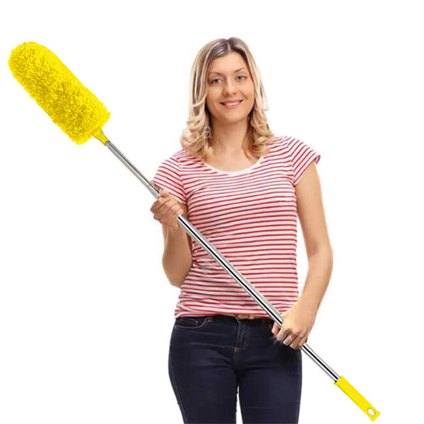 DELUX Microfiber Feather Duster Extendable Cobweb Duster with 100 inches Extra Long Pole, Bendable Head & Scratch-Resistant Hat for Cleaning