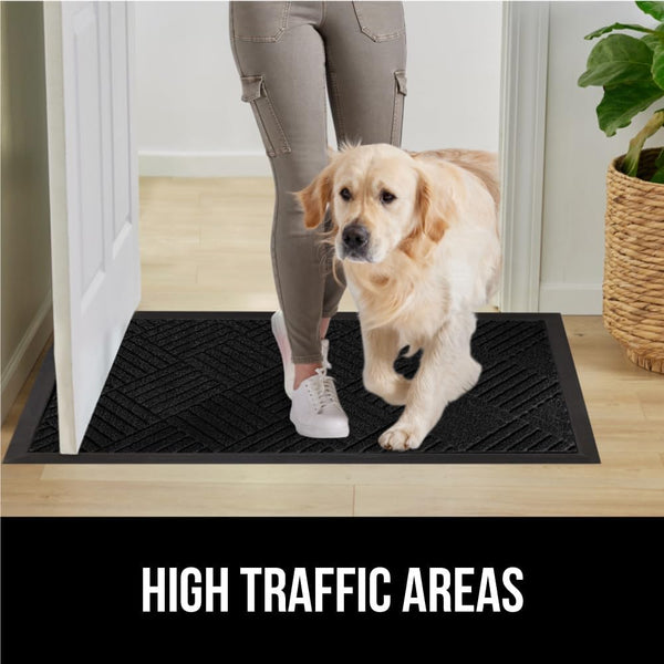 GORILLA GRIP 100% Waterproof All-Season Weathermax Doormat, Durable Natural Rubber, Stain and Fade Resistant, Low Profile, Indoor Outdoor Door