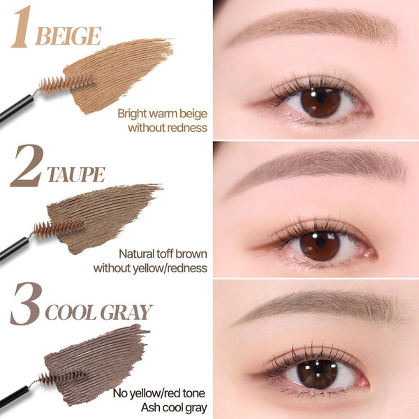 Espoir the Brow Color Fixing Cara #6 Rosy Brown 0.1 Fl Oz | Easy Fixing without Clumping | Long Lasting Smudgeproof Eyebrow Mascara | Soft Mood