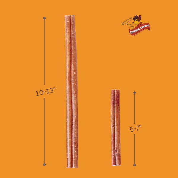 Cowdog Chews Beef Bully Stick: Odor-Free, Fully Digestible Beef Collagen Chews (5-7", 10 Count) - Natural, Grain-Free, Long-Lasting Collagen Bully