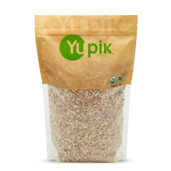 Yupik Organic Barley Flakes, 2.2 Lb (35.2 Oz), Non-Gmo, Vegan, Kosher, Steamed, Rolled & Lightly Roasted Whole Barley Grains, Source of Fiber &