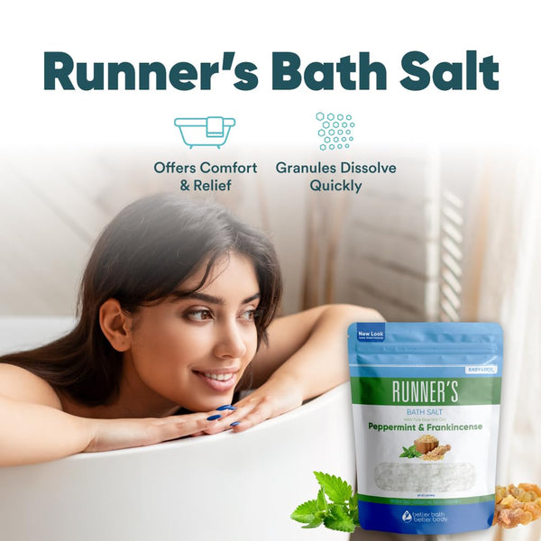 Runner'S Bath Salt 32 Ounces Epsom Salt with Natural Peppermint, Frankincense, Lemon, Cypress, Tea Tree and Lemongrass Essential Oils plus Vitamin