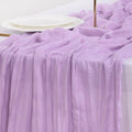 Socomi Lilac Purple Lavender Cheesecloth Table Runner Summer Boho Rustic Gauze 120 Inch 10FT Cheese Cloth Runner for Wedding Party Baby Shower