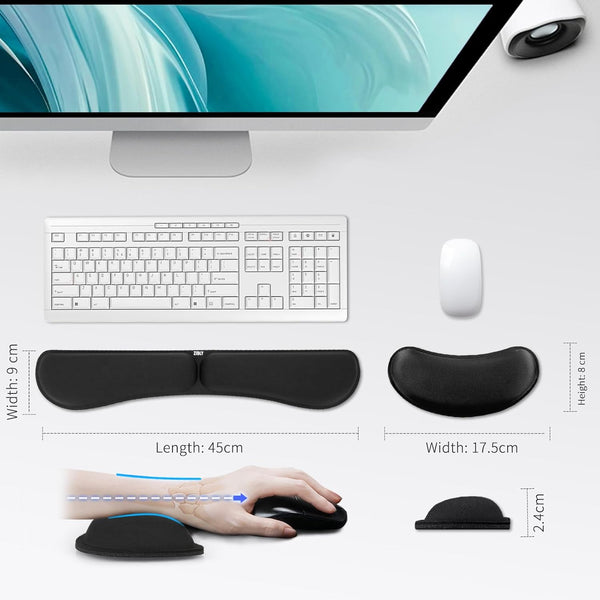 Zibly Ergonomic Gel Memory Foam Keyboard Wrist Rest & Mousepad Rests for Computer, Silky Wrist Rest for Typing, Laptop, and Mouse Desk Pads