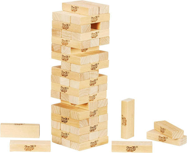Hasbro Gaming Jenga Wooden Blocks Stacking Tumbling Tower Game | Party Games for Kids & Families | Easter Basket Stuffers | Ages 6+ (Amazon Exclusive)