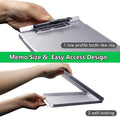 Sunnyclip Aluminum Clipboard with Storage(Memo Size), Recycled Metal Form Holder Binder Fits Paper Size up to 5.66 X 9.5 Inches, A5 Size