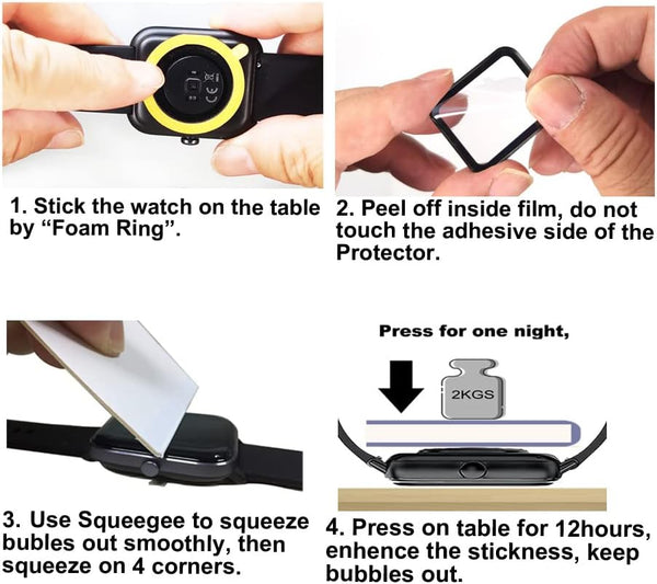 3D Smart Watch Screen Protectors Compatible with Jeejtek OYV TGW101 1.83â, and Faweio IDW26 1.83â, 3 Piece, Full Coverage