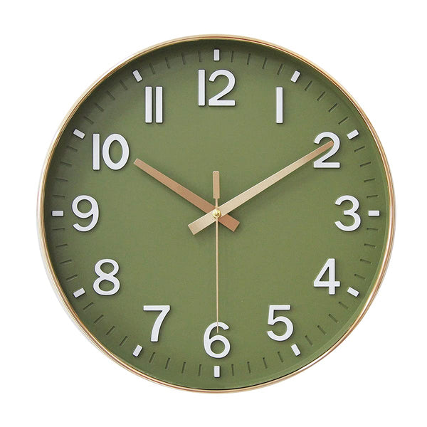 HZDHCLH Wall Clocks Battery Operated,12 inch Silent Non Ticking Modern Wall Clock for Living Room Bedroom Kitchen Office Classroom Decor (Olive