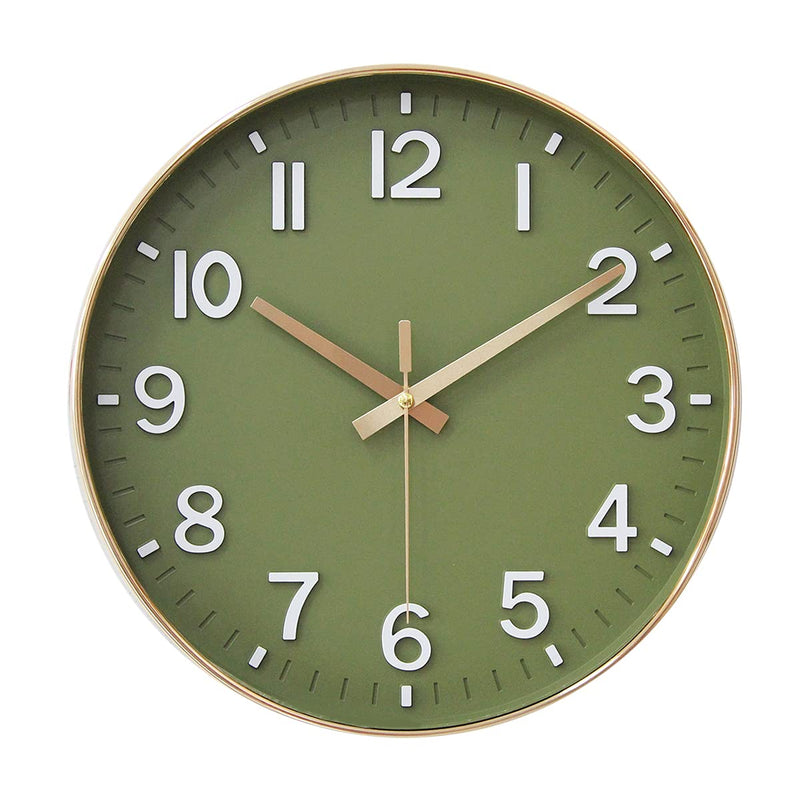 HZDHCLH Wall Clocks Battery Operated,12 inch Silent Non Ticking Modern Wall Clock for Living Room Bedroom Kitchen Office Classroom Decor (Olive