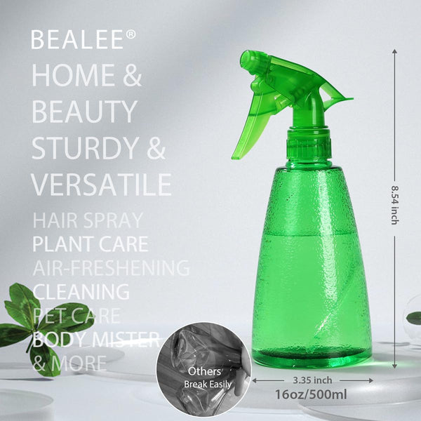 Spray Bottles 3-Pack, 16 Oz, Mist & Stream, Plastic Water Spray Bottle for Hair, Essential Oils, Plants, Cleaning Solutions, BBQ, Cat Dog