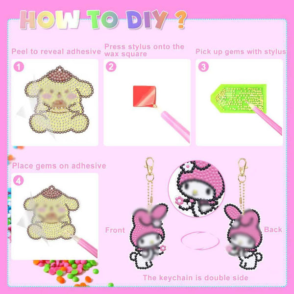Crafts for Girls 8-12 - 6Pcs Make Your Own GEM Art Keychains - Arts and Crafts for Kids Ages 8-12 - Diamond Art Kits for Kids - 5D Dimond Art