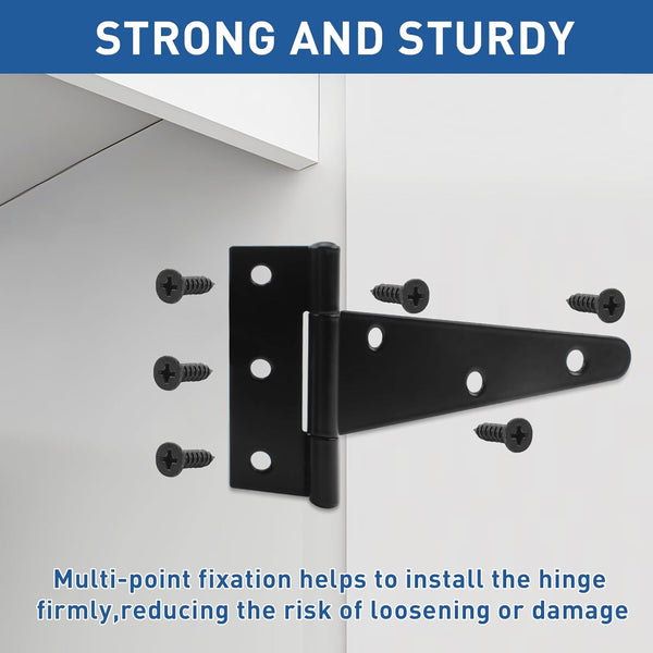 Tambee Gate Hinges Barn Door Hinges T-Strap Shed Door Hinges Outdoor Heavy Duty Hinge Wrought Hardware for Wooden Fences(8Inch 2PCS)