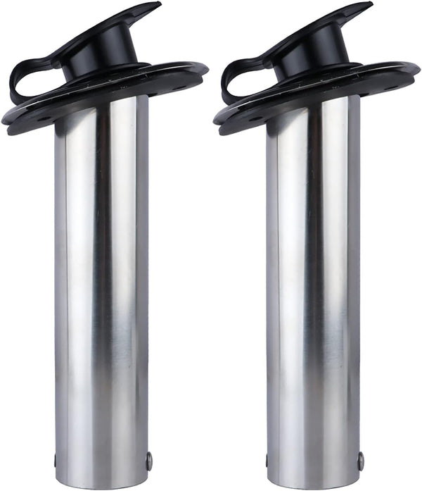 Hoffen 2Pcs Boat Stainless Steel Fishing Rod Holder Flush Mount 15/30/90 Degree with PVC Cap,Inner Tube and Gasket