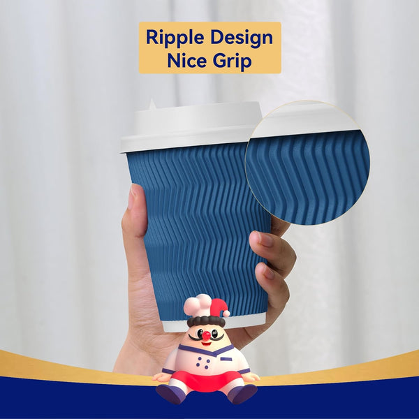 JOLLY CHEF 100 Pack Disposable Coffee Cups, 12oz To Go Paper Coffee Cups with Lids and Stirrers for Hot Beverage 12oz-100 Pack