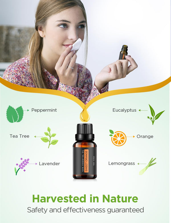 Innogear Essential Oil Diffuser with Oils, 100Ml Aromatherapy Diffuser with 6 Essential Oils Set, Aroma Cool Mist Humidifier Gift Set, Dark Wood Grain