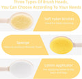 LFJ 19" Long Handle Shower Sponge Brush Set, 3 in 1 Body Brush, Bath Sponge and Lotion Applicator Improved Skin Health, Suitable for Men and Women