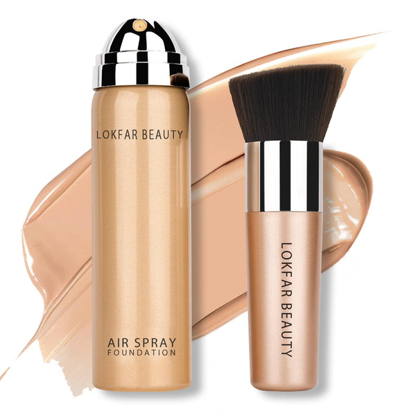 Airbrush Foundation Spray, Silky Mist Spray Makeup Kit with Brush, Full Coverage Foundation for Smooth Radiant Finish, Formula Breathable