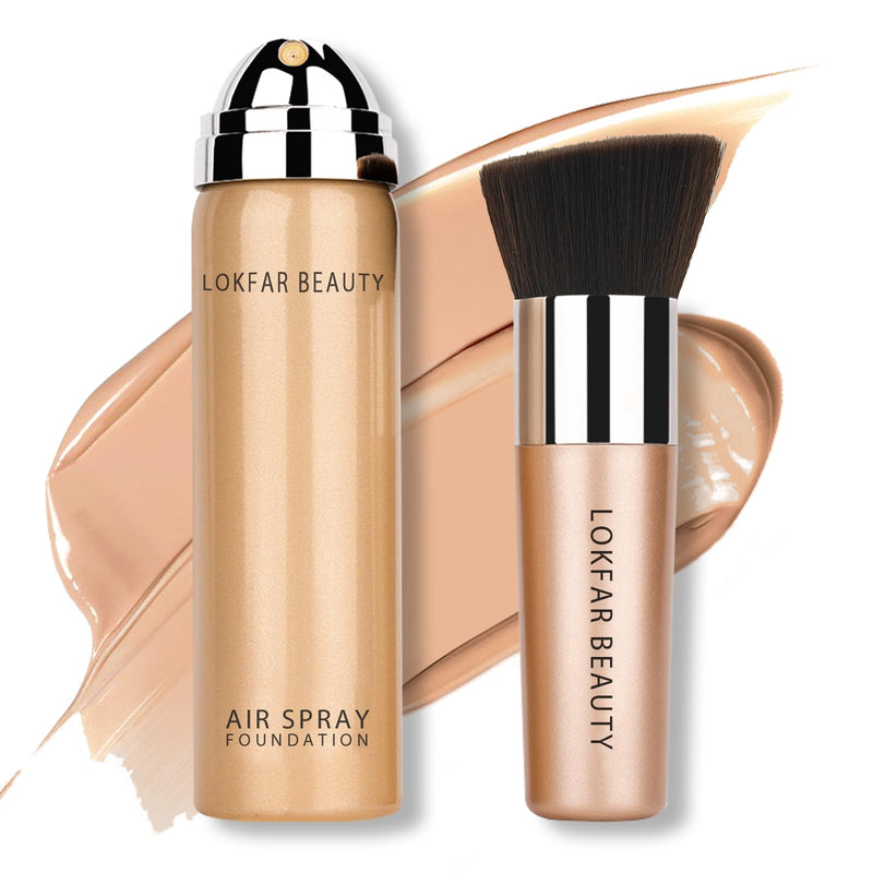 Airbrush Foundation Spray, Silky Mist Spray Makeup Kit with Brush, Full Coverage Foundation for Smooth Radiant Finish, Formula Breathable