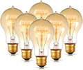 Jslinter 6-Pack Edison Light Bulb 60 Watt, Dimmable A19 Antique Vintage Old Fashioned E26 Incandescent Light Bulbs, Amber Warm White