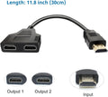BATU HDMI Splitter Adapter Cable - Splitter 1 in 2 Out Male to Dual HDMI Female 1 to 2 Way for HD, LED, LCD, TV, Support Two the Same Tvs at the